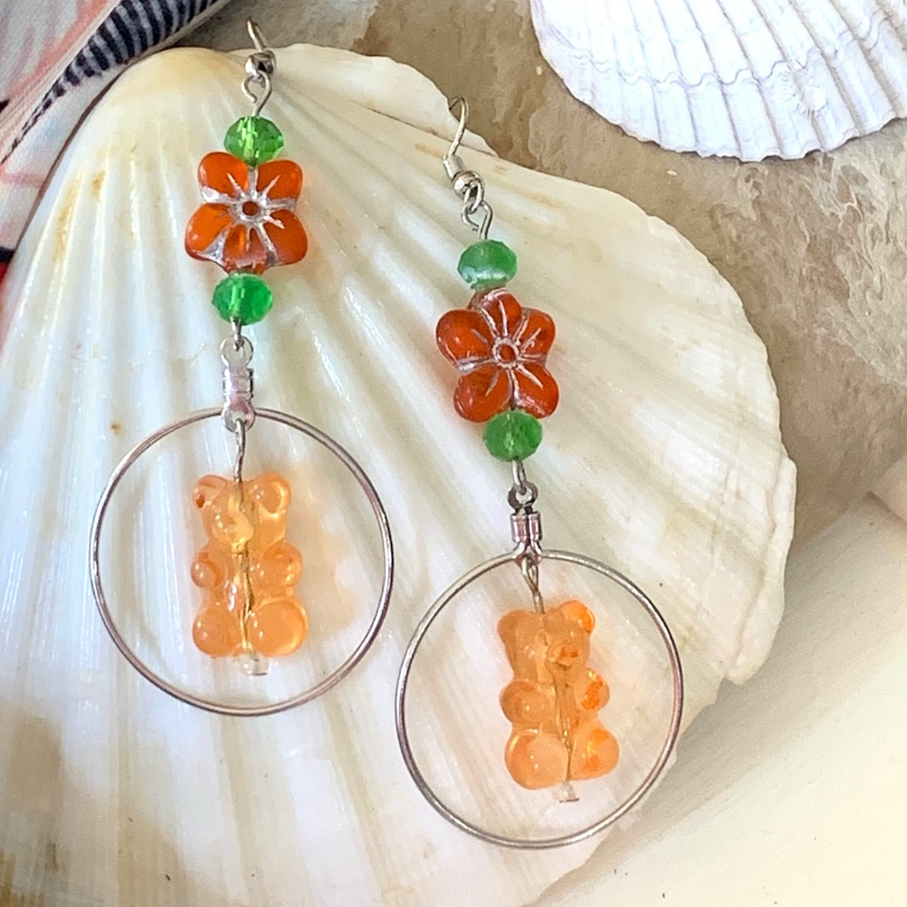 Orange Gummy Beat Hoop Earrings